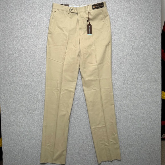 Peter Millar Loro Piana Pick Stitch Khaki Wool Cotton Dress Pants 32 MF15RT01